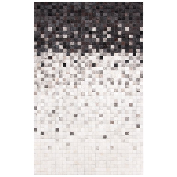 SAFAVIEH Studio Leather Cherette Geometric Area Rug, Ivory/Black, 8' x 10'