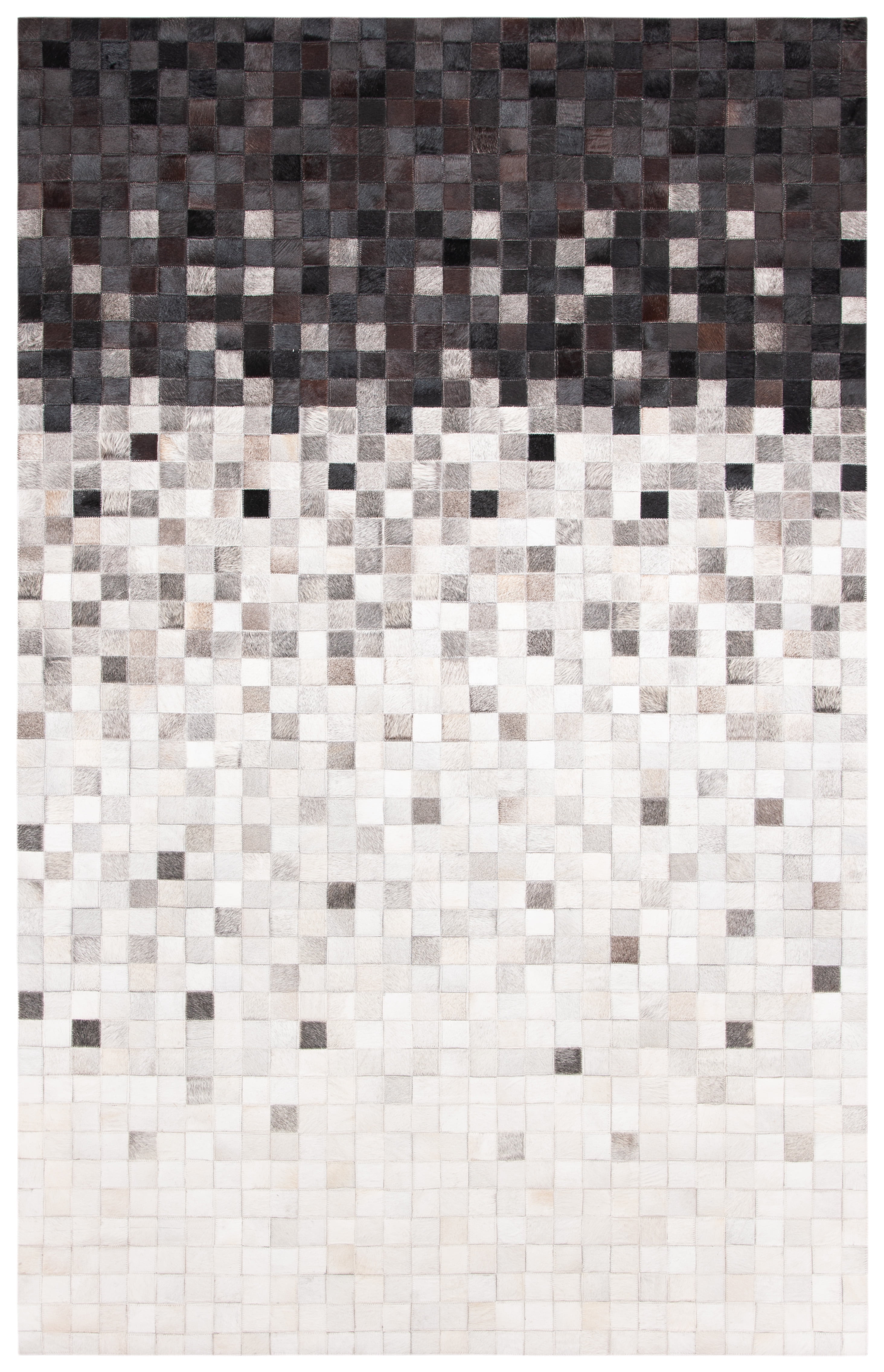 SAFAVIEH Studio Leather Cherette Geometric Area Rug, Ivory/Black, 9' x 12'
