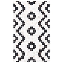 SAFAVIEH Studio Leather Creighton Geometric Area Rug, Ivory/Black, 3' x 5'