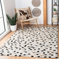SAFAVIEH Studio Leather Ellison Geometric Area Rug, Ivory/Black, 5' x 8'