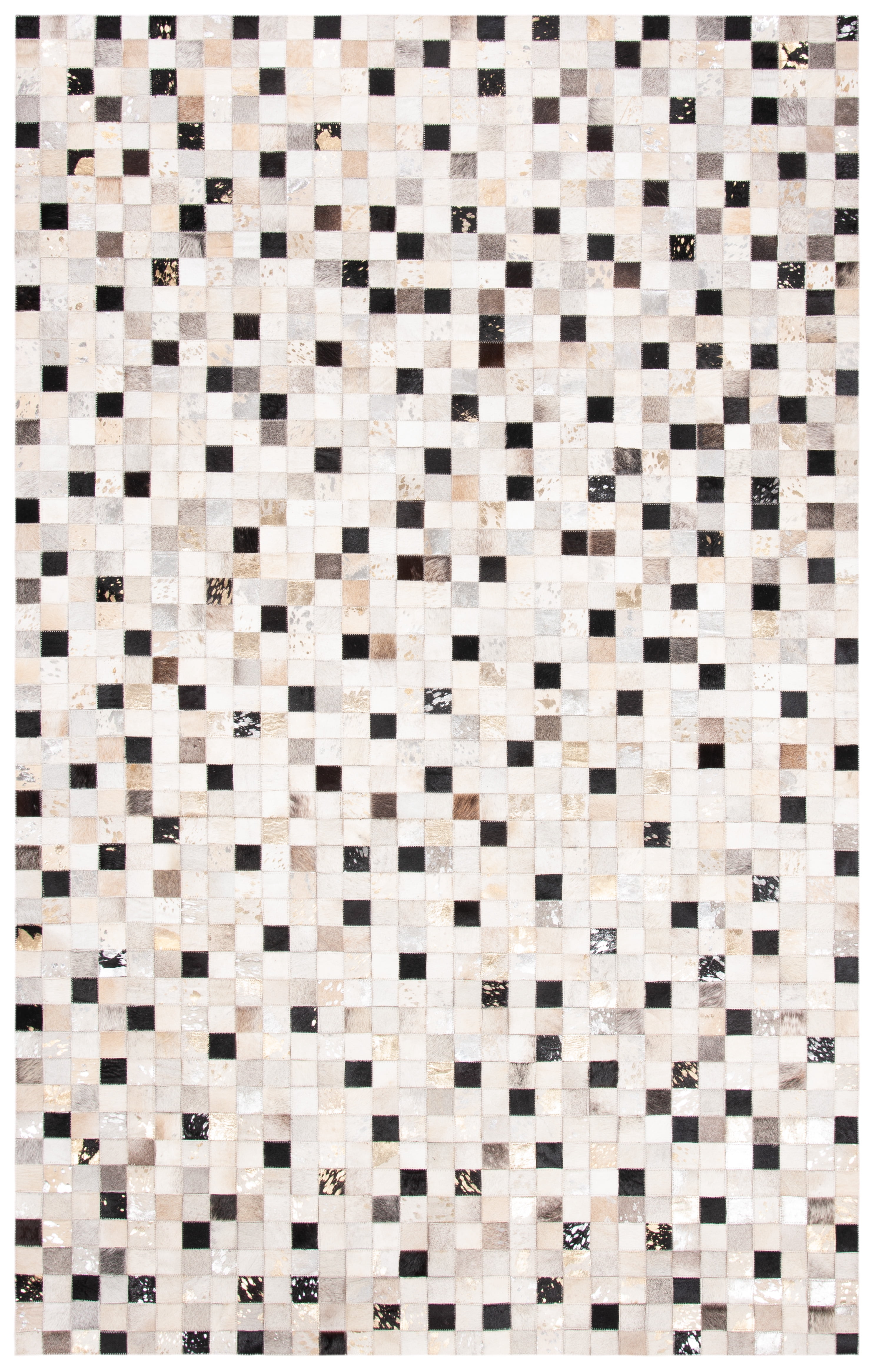 SAFAVIEH Studio Leather Ellison Geometric Area Rug, Ivory/Black, 8' x 10'