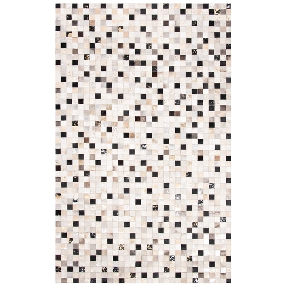 SAFAVIEH Studio Leather Ellison Geometric Area Rug, Ivory/Black, 8' x 10'