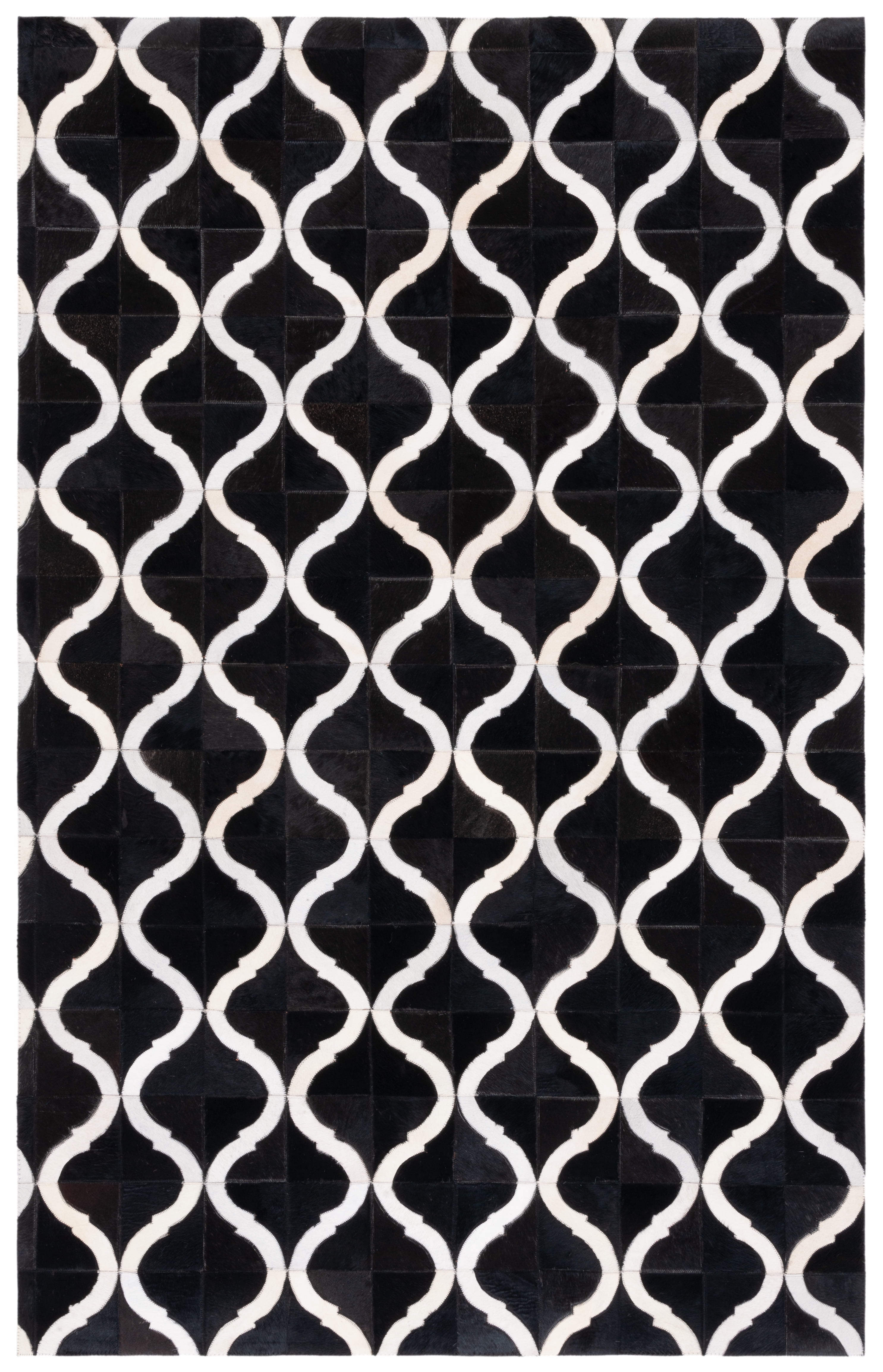 SAFAVIEH Studio Leather Evelyn Geometric Area Rug, Black/Beige, 8' x 10'