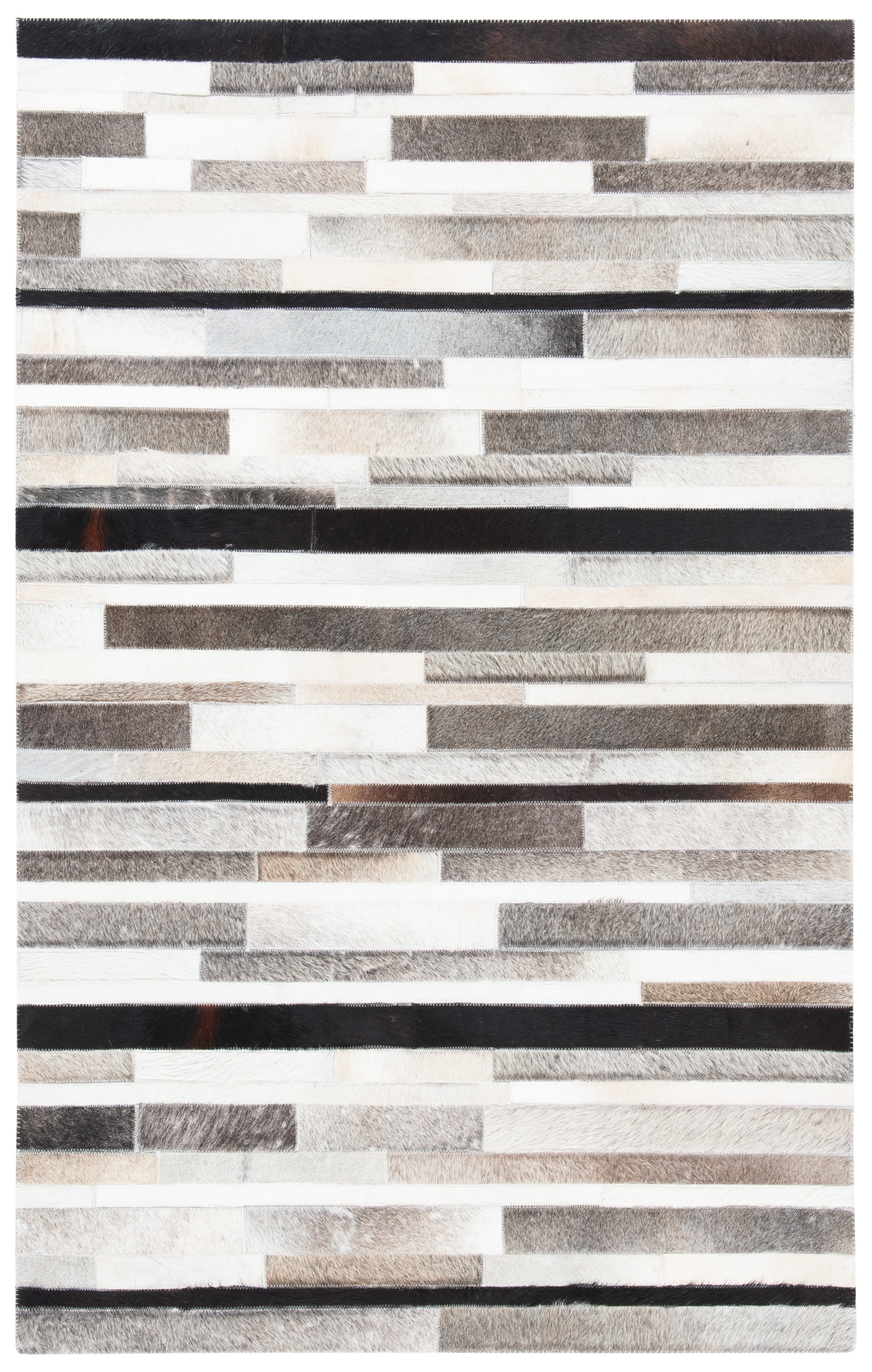 Handmade Black and Ivory Geometric Cowhide Area Rug