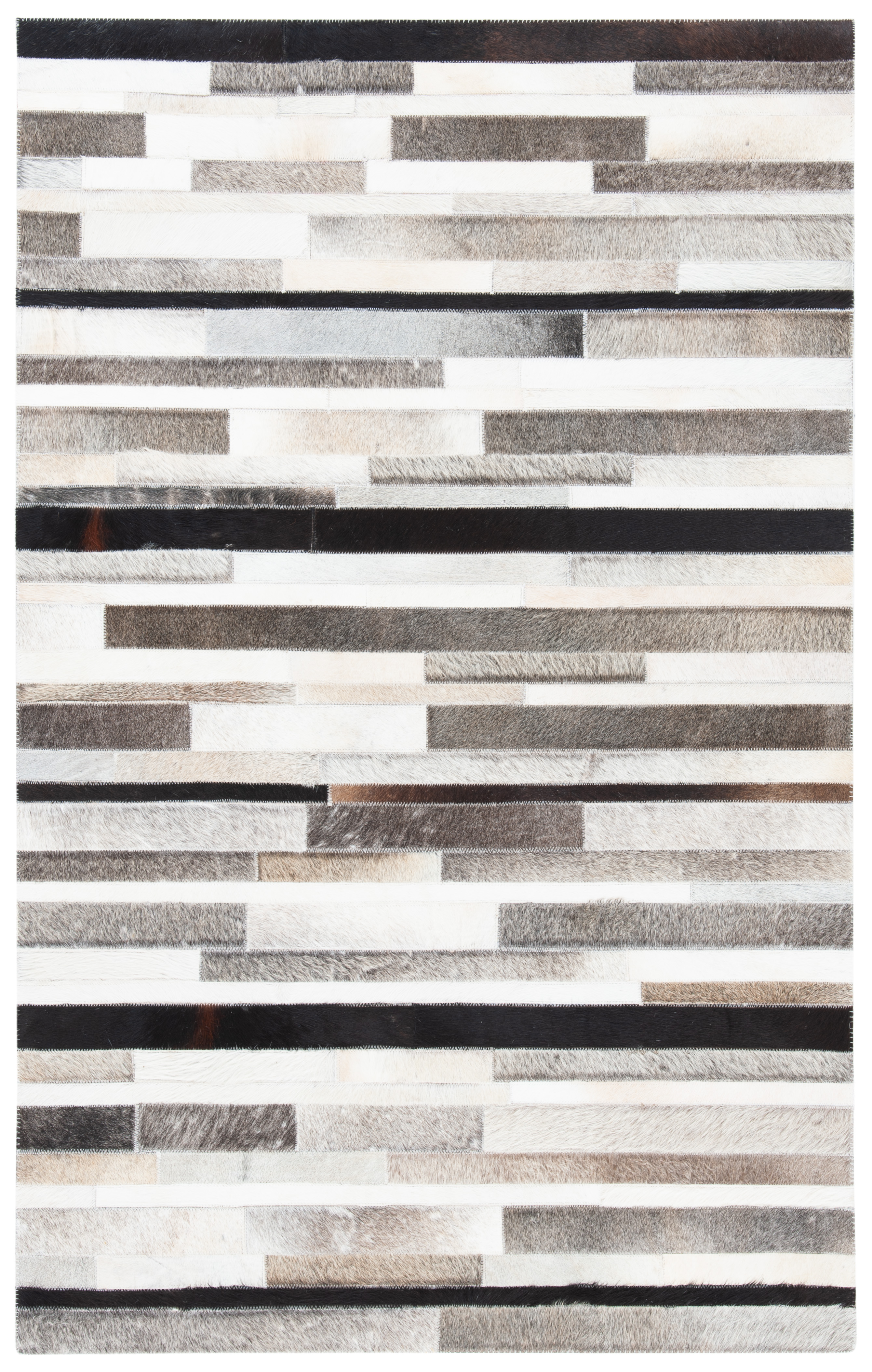 SAFAVIEH Studio Leather Forrester Striped Area Rug, Ivory/Black, 4' x 6'