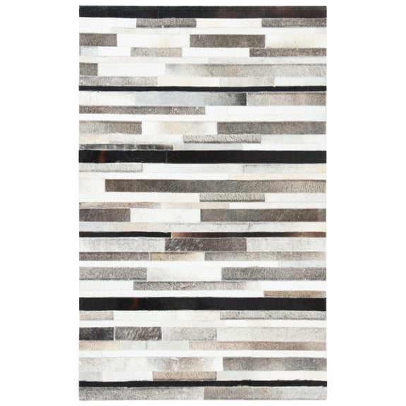 SAFAVIEH Studio Leather Forrester Striped Area Rug, Ivory/Black, 4' x 6'