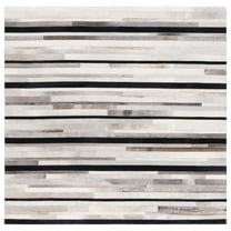 SAFAVIEH Studio Leather Forrester Striped Area Rug, Ivory/Black, 6' x 6' Square