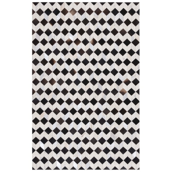 SAFAVIEH Studio Leather Harry Geometric Area Rug, Beige/Black, 3' x 5'