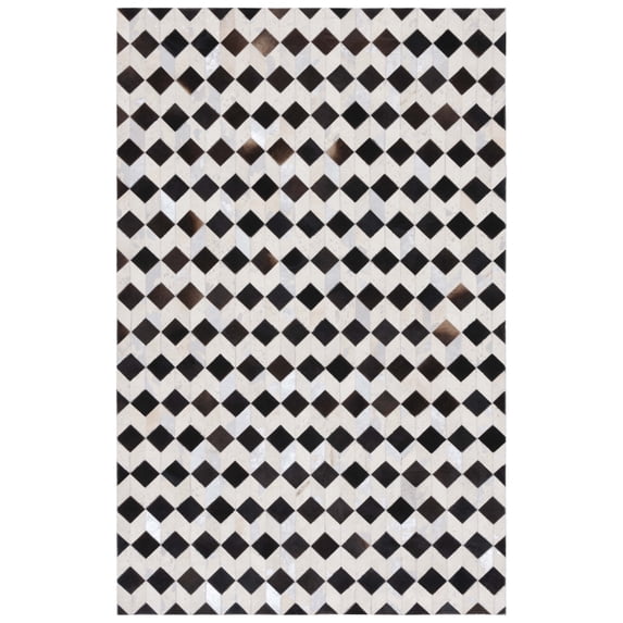 SAFAVIEH Studio Leather Harry Geometric Area Rug, Beige/Black, 3' x 5'