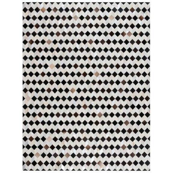 SAFAVIEH Studio Leather Harry Geometric Area Rug, Beige/Black, 8' x 10'