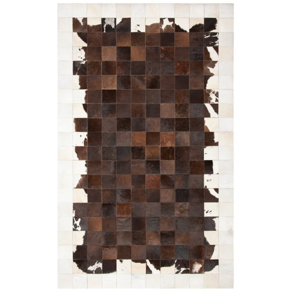 SAFAVIEH Studio Leather Henrietta Geometric Area Rug, Ivory/Brown, 8' x 10'