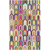 SAFAVIEH Studio Leather Hester Geometric Area Rug, Ivory/Multi, 4' x 6'