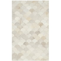 SAFAVIEH Studio Leather Holly Geometric Area Rug, Ivory/Grey, 3' x 5'