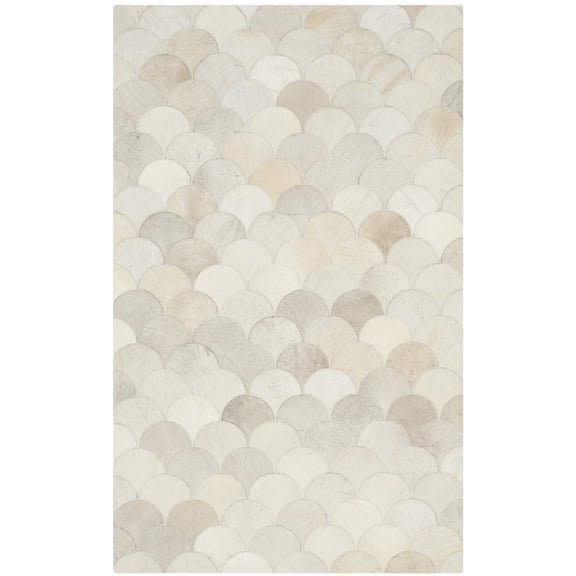 SAFAVIEH Studio Leather Holly Geometric Area Rug, Ivory/Grey, 3' x 5'