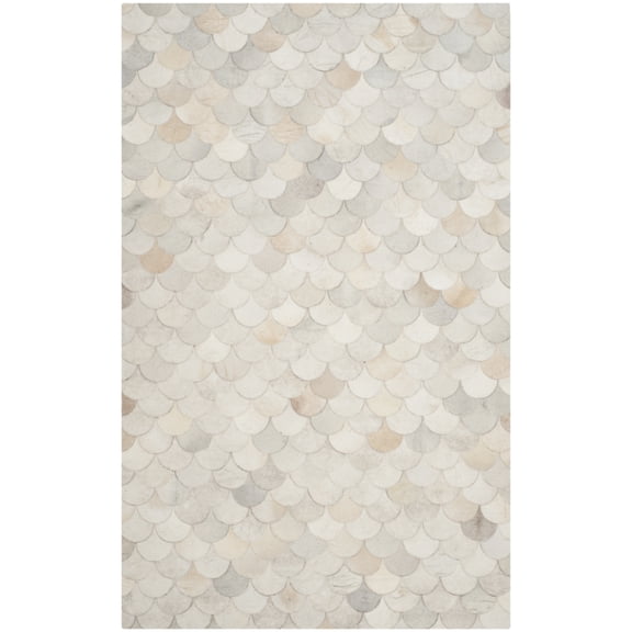 SAFAVIEH Studio Leather Holly Geometric Area Rug, Ivory/Grey, 4' x 6'