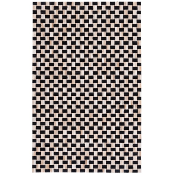 SAFAVIEH Studio Leather Ivy Geometric Area Rug, Black/Ivory, 5' x 8'
