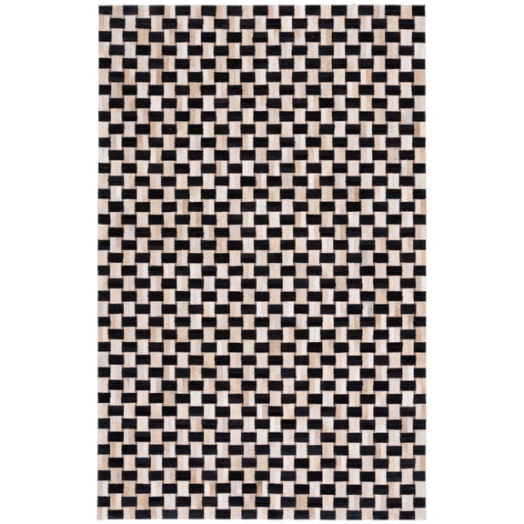 SAFAVIEH Studio Leather Ivy Geometric Area Rug, Black/Ivory, 5' x 8'