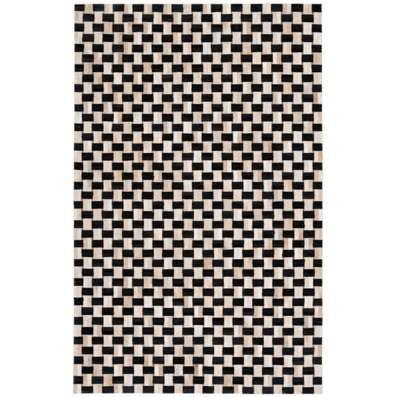 SAFAVIEH Studio Leather Ivy Geometric Area Rug, Black/Ivory, 8' x 10'