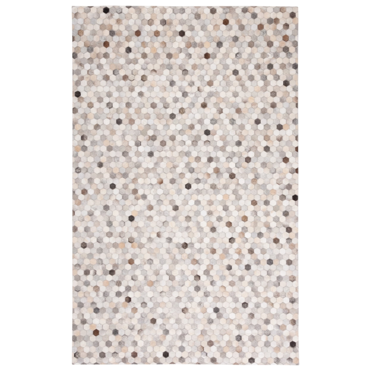 Handmade Ivory Geometric Cowhide Runner Rug 2'3" x 7'