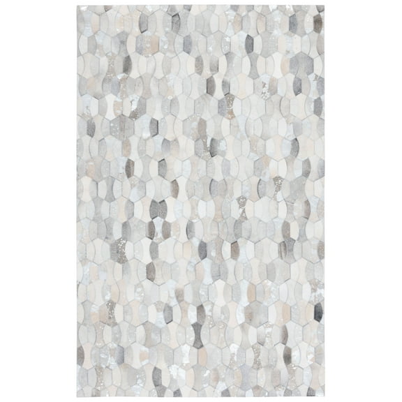 SAFAVIEH Studio Leather Jesper Geometric Area Rug, Ivory/Grey, 5' x 8'