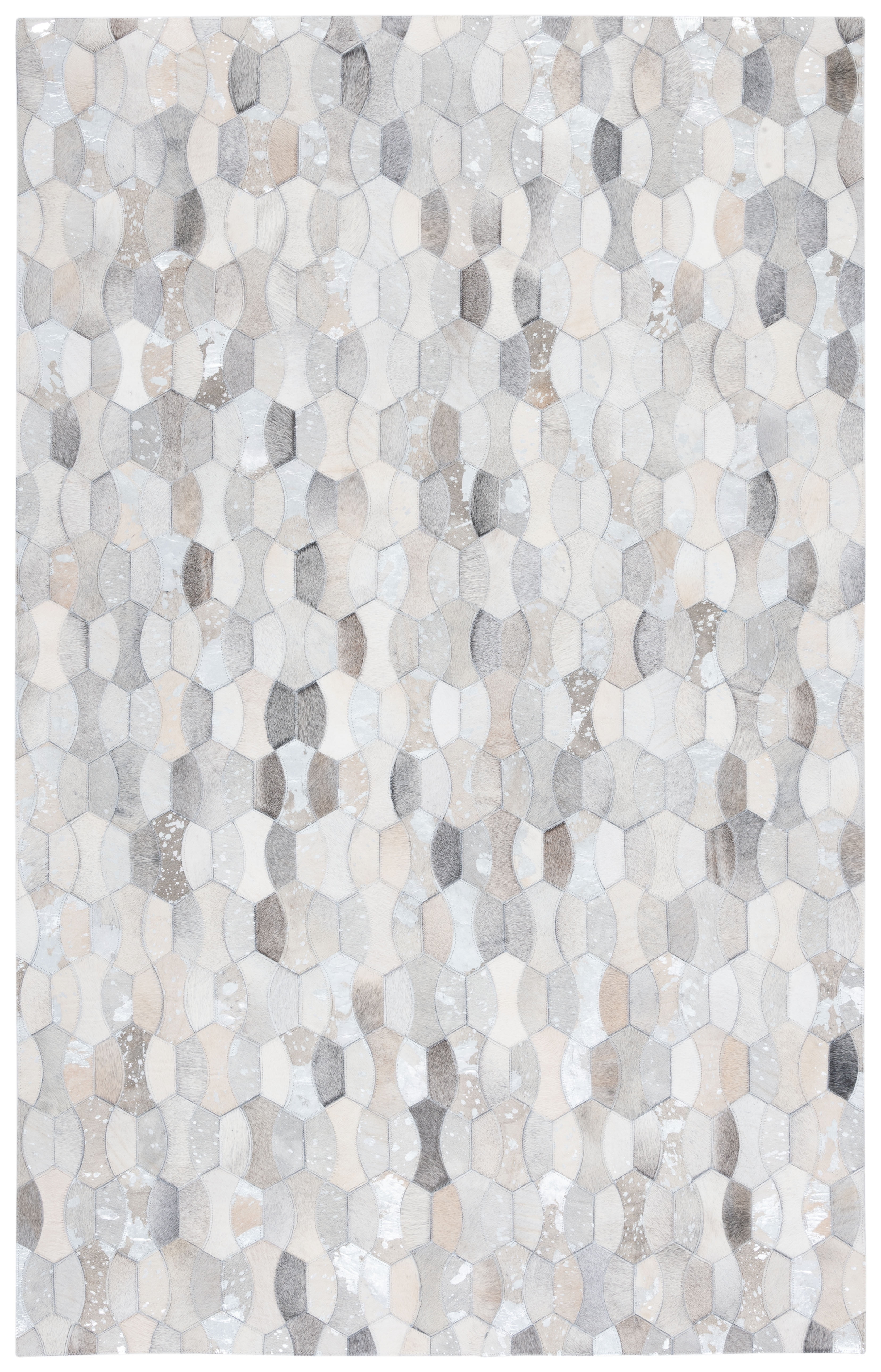SAFAVIEH Studio Leather Jesper Geometric Area Rug, Ivory/Grey, 8' x 10'