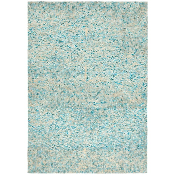 SAFAVIEH Studio Leather Jodene Abstract Area Rug, Turquoise/Gold, 5' x 8'