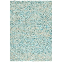 SAFAVIEH Studio Leather Jodene Abstract Area Rug, Turquoise/Gold, 8' x 10'