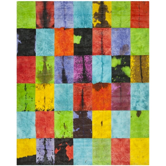 SAFAVIEH Studio Leather Johann Geometric Area Rug, Black/Multi, 8' x 10'