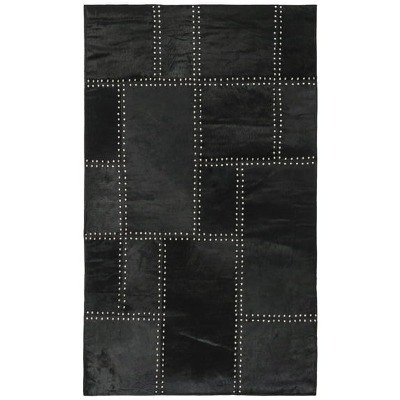 SAFAVIEH Studio Leather Juniper Geometric Area Rug, Black, 3' x 5'