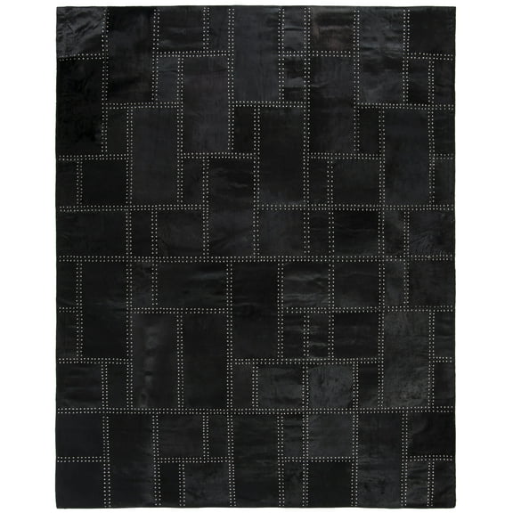 SAFAVIEH Studio Leather Juniper Geometric Area Rug, Black, 9' x 12'