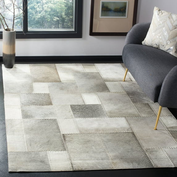 SAFAVIEH Studio Leather Juniper Geometric Area Rug, Grey, 4' x 6'