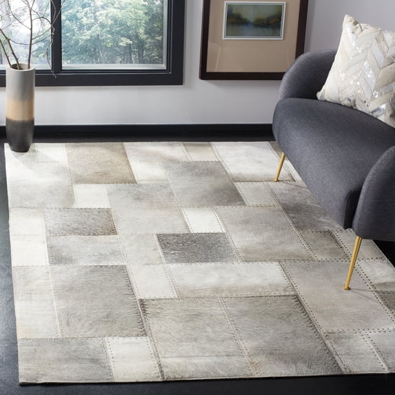 SAFAVIEH Studio Leather Juniper Geometric Area Rug, Grey, 8' x 10'