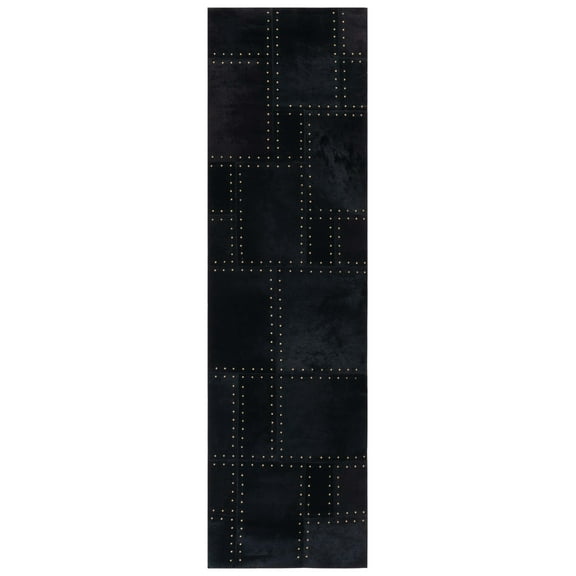 SAFAVIEH Studio Leather Juniper Geometric Runner Rug, Black, 2'3" x 10'