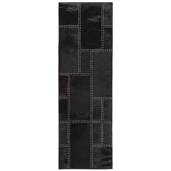 SAFAVIEH Studio Leather Juniper Geometric Runner Rug, Black, 2'3" x 7'