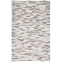 SAFAVIEH Studio Leather Kenyon Striped Area Rug, Ivory/Grey, 4' x 6'