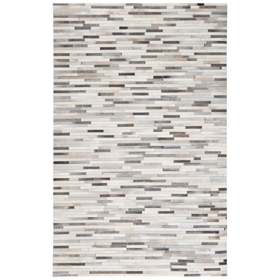SAFAVIEH Studio Leather Kenyon Striped Area Rug, Ivory/Grey, 4' x 6'