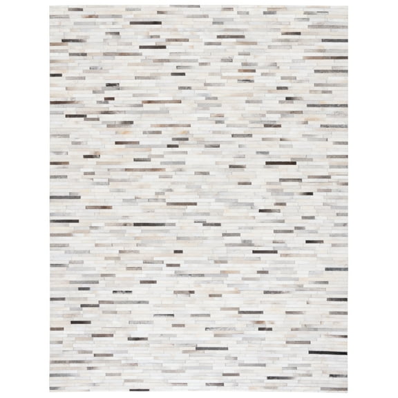 SAFAVIEH Studio Leather Kenyon Striped Area Rug, Ivory/Grey, 8' x 10'