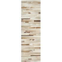 SAFAVIEH Studio Leather Loew Geometric Runner Rug, Tan/Ivory, 2'3" x 5'