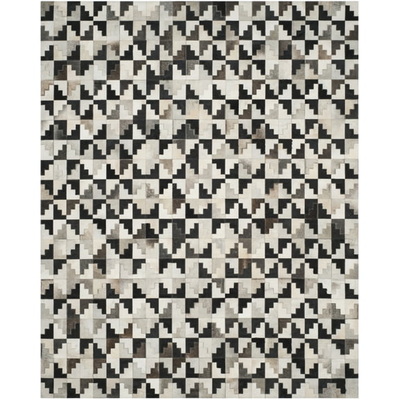 SAFAVIEH Studio Leather Lucinda Geometric Area Rug, Ivory/Black, 8' x 10'