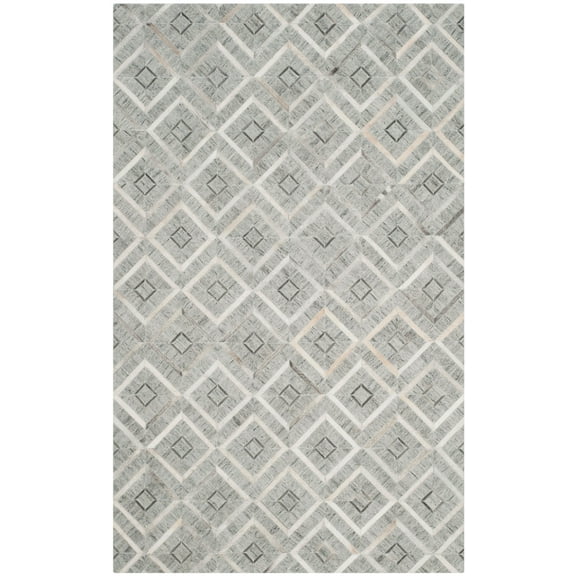 SAFAVIEH Studio Leather Marielle Geometric Area Rug, Ivory/Grey, 3' x 5'