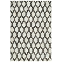 SAFAVIEH Studio Leather Merton Geometric Area Rug, Ivory/Grey, 3' x 5'