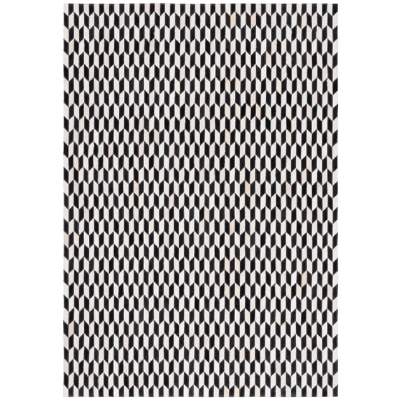 SAFAVIEH Studio Leather Naomi Geometric Area Rug, Ivory/Black, 5' x 8'