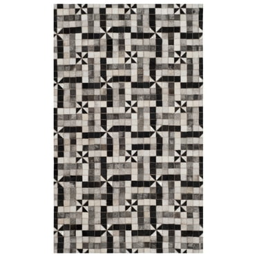 SAFAVIEH Studio Leather Peronel Geometric Area Rug, Grey/Black, 3' x 5'