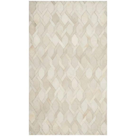 SAFAVIEH Studio Leather Pinwheel Geometric Area Rug, Ivory, 3' x 5'