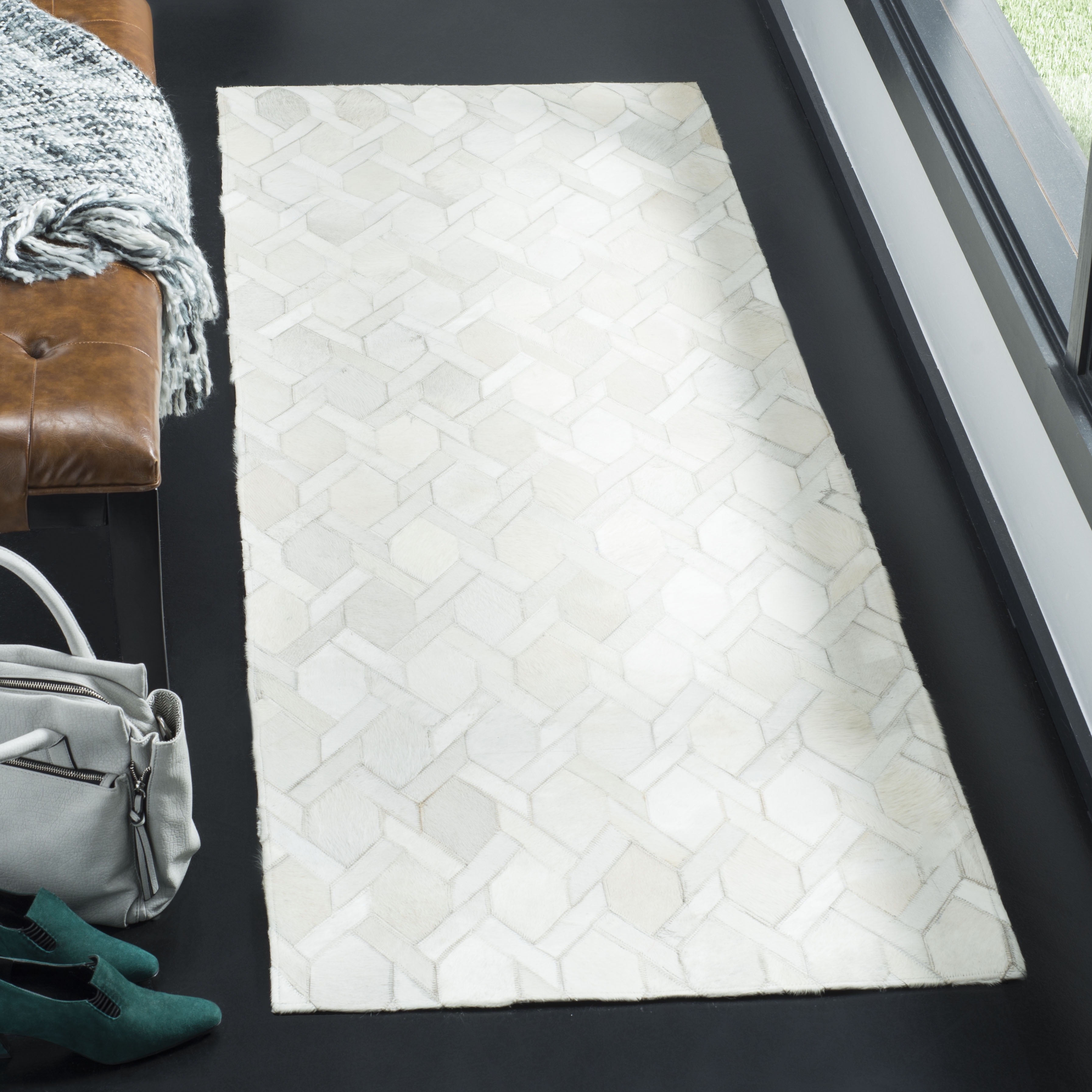 SAFAVIEH Studio Leather Pinwheel Geometric Area Carpet Home Runner Rug ...