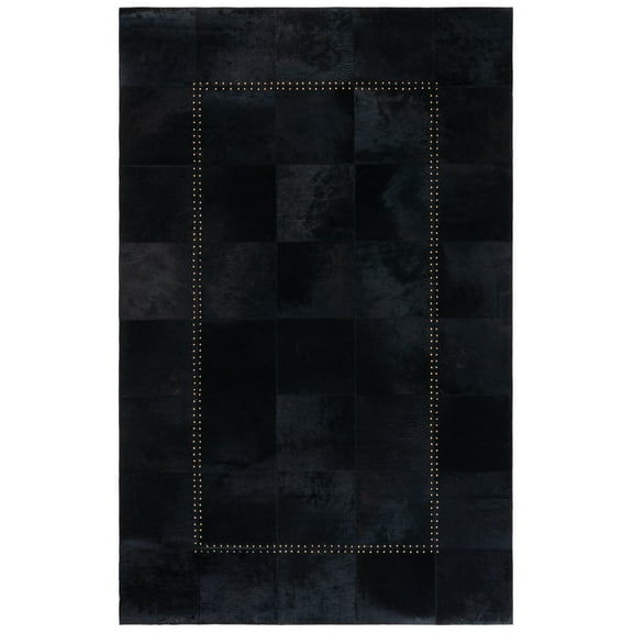 SAFAVIEH Studio Leather Quentin Bordered Area Rug, Black, 6' x 9'