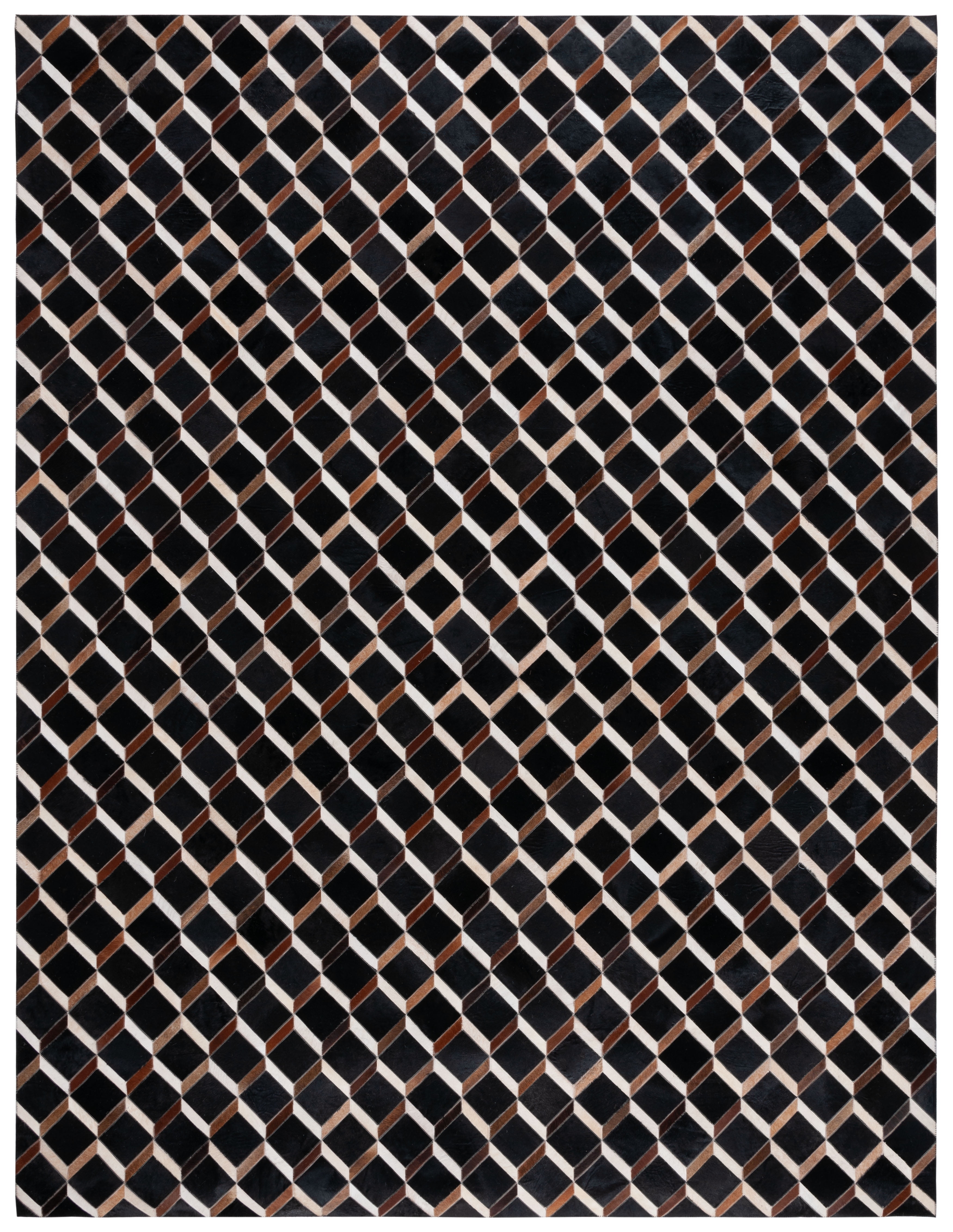 SAFAVIEH Studio Leather Rebecca Geometric Area Rug, Black/Brown, 8' x 10'