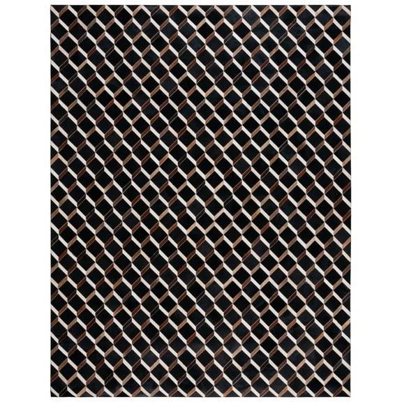 SAFAVIEH Studio Leather Rebecca Geometric Area Rug, Black/Brown, 8' x 10'