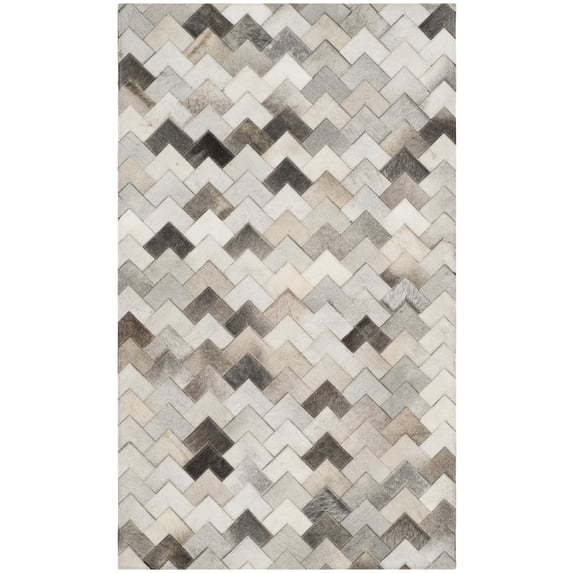 SAFAVIEH Studio Leather Rozanne Geometric Area Rug, Grey, 3' x 5'