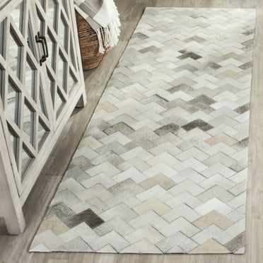 SAFAVIEH Studio Leather Rozanne Geometric Runner Rug, Grey, 2'3" x 7'